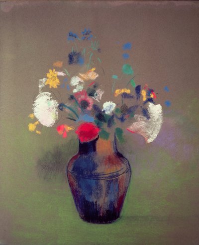 Vaas met bloemen door Odilon Redon